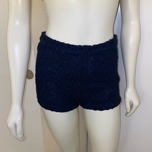 Navy Blue Floral Knit Shorts